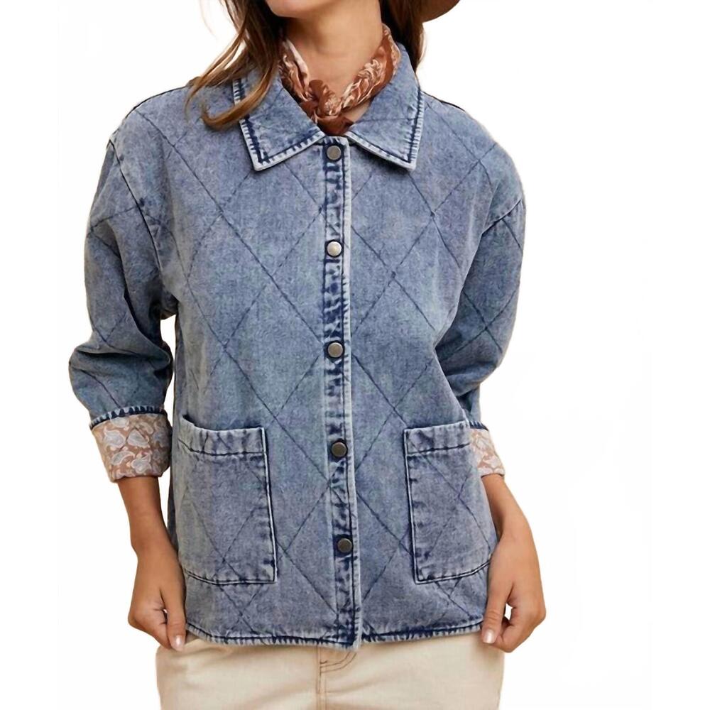 NEW ANNIEWEAR contrast lining quilted denim jacket in blue